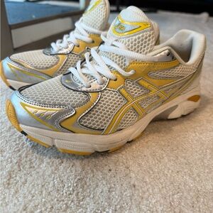 Asics Yellow and White Athletic Running Shoes